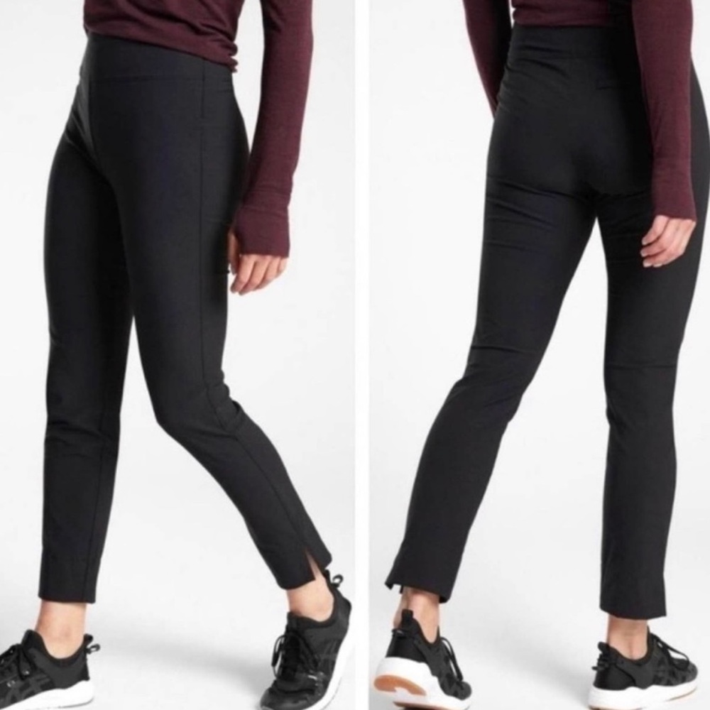 Athleta Wander Slim Ankle Pants High Rise Trek Tech Water Repellent Black 4